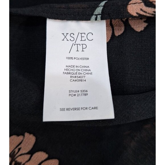 EUC Cabi La Di Da Black Sheer Floral Ruffle-Sleeve Button-Up Blouse/XS - Picture 7 of 7